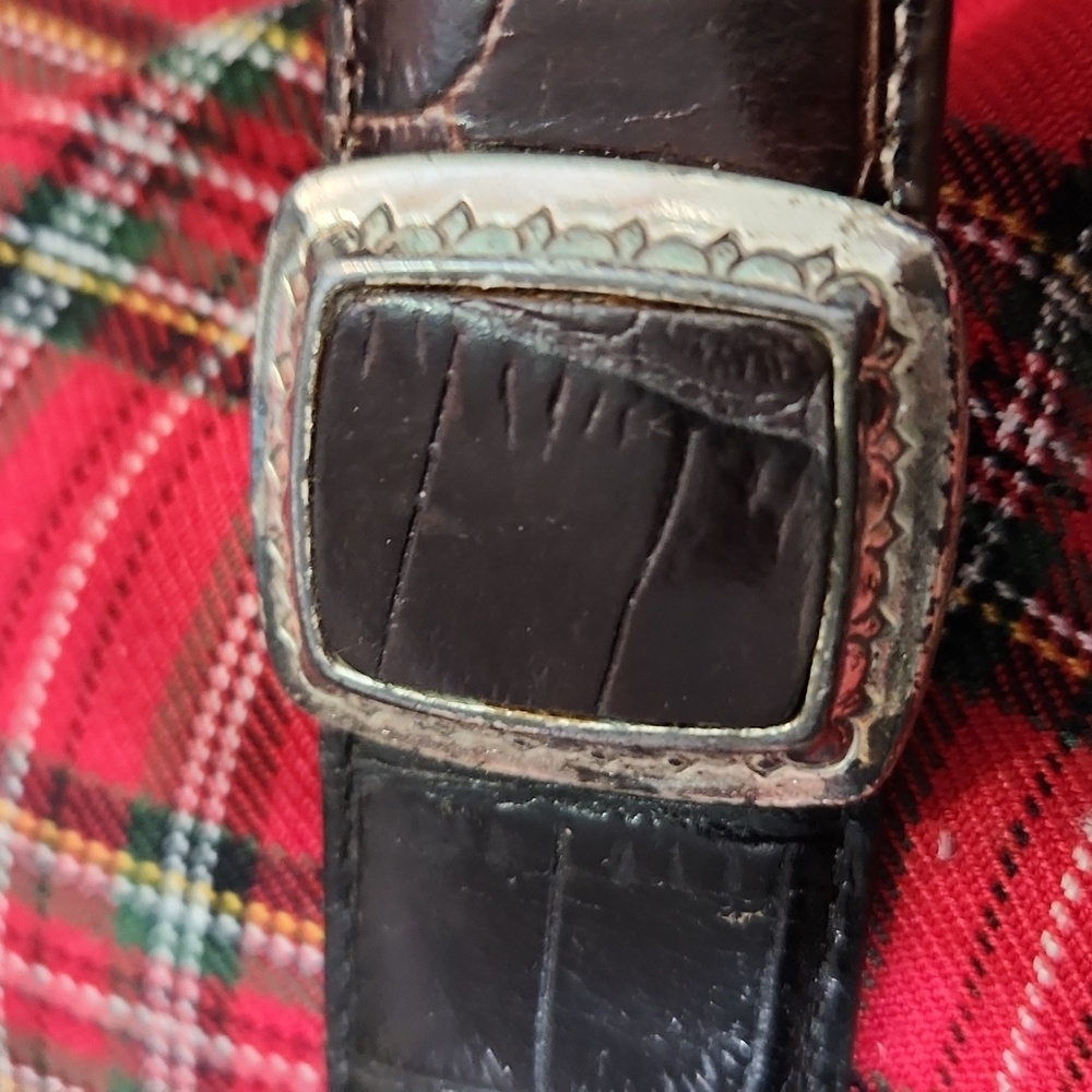 Vintage Brighton black leather and silver details belt hinged 30-33" waist - Picture 13 of 16
